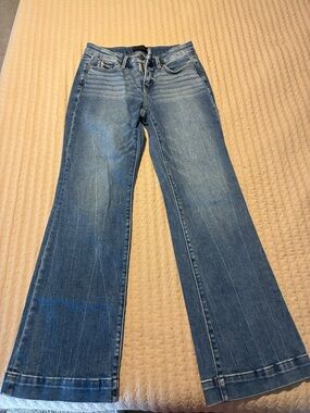 Buckle wide leg jeans